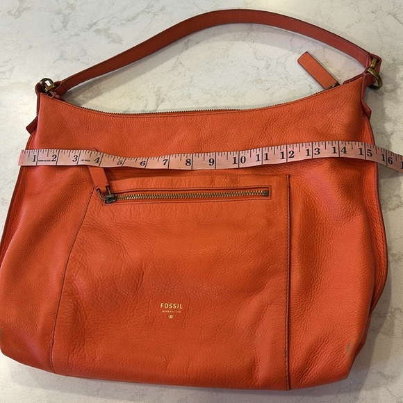 Fossil Vickery Pebbled Leather Shoulder Bag Coral - Picture 11 of 16